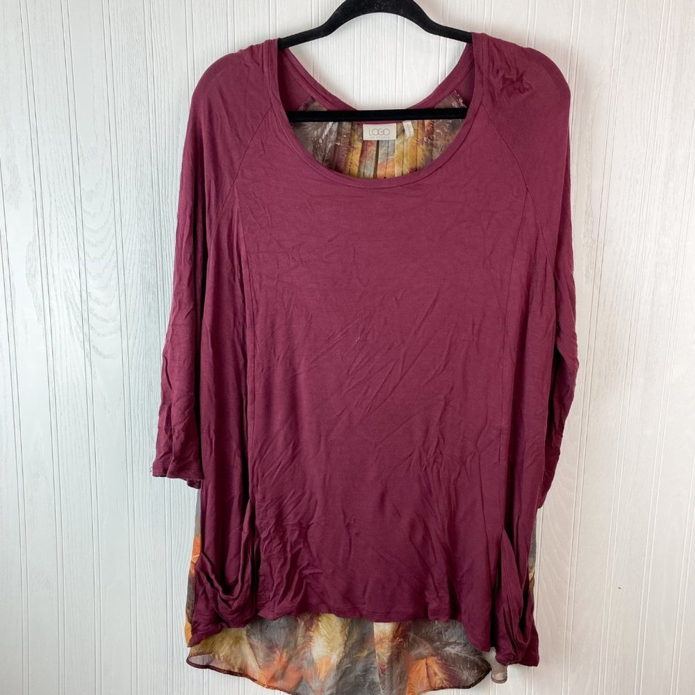 LOGO Cranberry Blouse Pattern back‎ Size Large